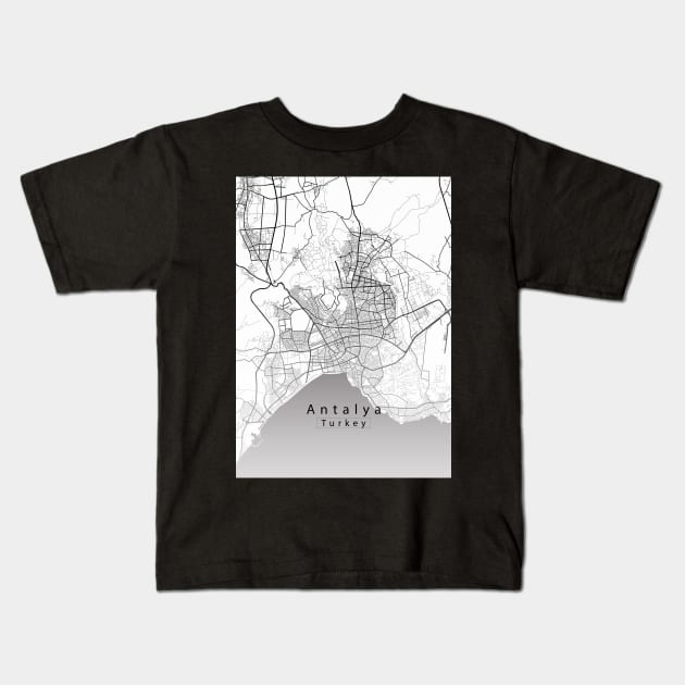 Antalya Turkey City Map Kids T-Shirt by Robin-Niemczyk